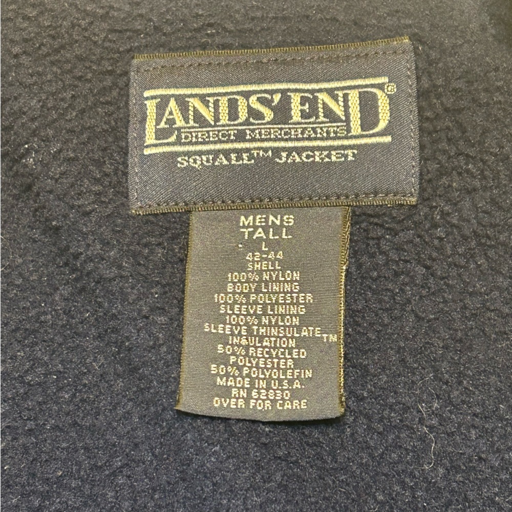 Lands End  Jacket Mens Tall L Teal Blue Fleece Lined Thinsulate Made in USA - Picture 2 of 9